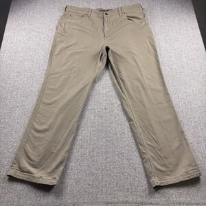 Duluth Trading Co Mens DuluthFlex Fire Hose Khaki Canvas Stretch Work Pants 42